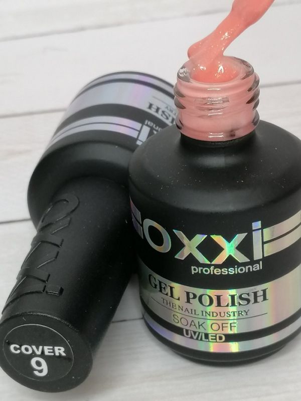OXXI Cover Base №9  камуфлююча база-коректор для гель-лаку (натуральний бежевий із золотим шиммером)