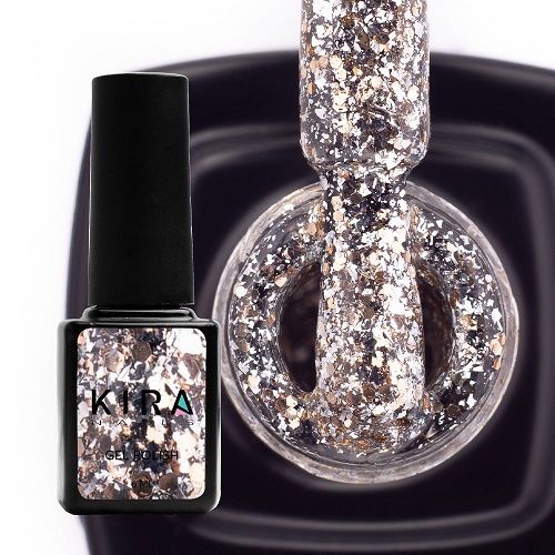 Гель-лак Kira Nails Shine Bright №002 (срібло із золотими блискітками), 6 мл