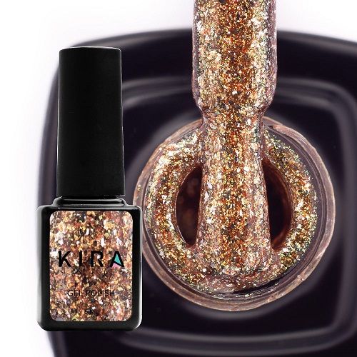 Гель-лак Kira Nails Shine Bright №006 (бронза з блискітками), 6 мл