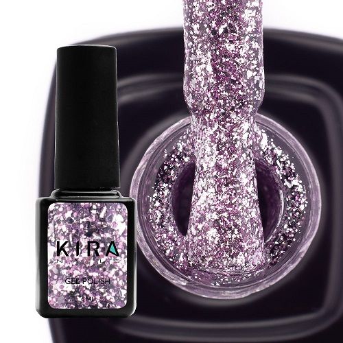 Гель-лак Kira Nails Shine Bright №009 (бузковий з блискітками), 6 мл