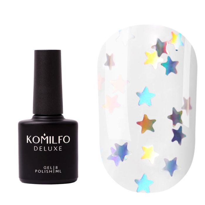 Топ Komilfo Star Nails Holo з голограмними зірочками  8мл