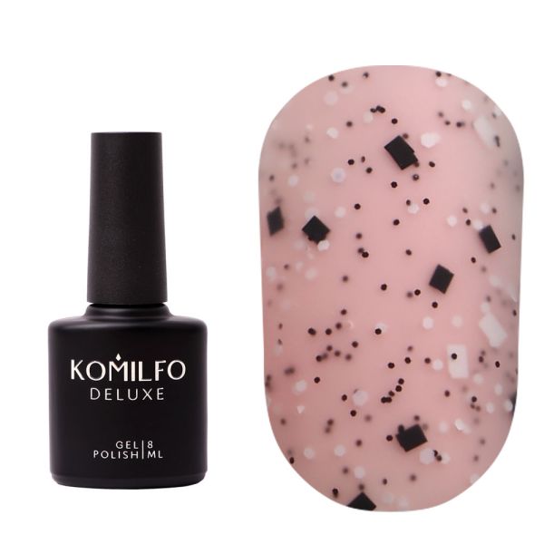Komilfo No Wipe Matte Top Stone матовий топ без ЛЗ з чорно-білими елементами, 8 мл